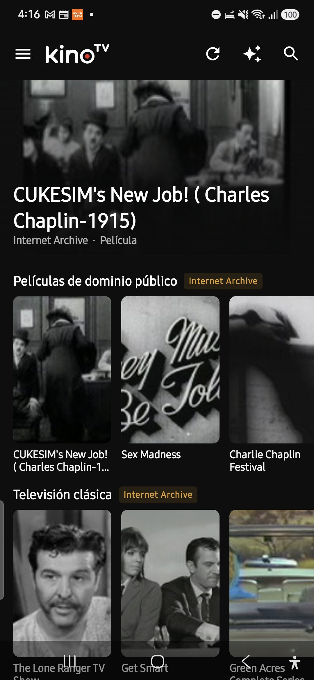 Home de Kino en el celular